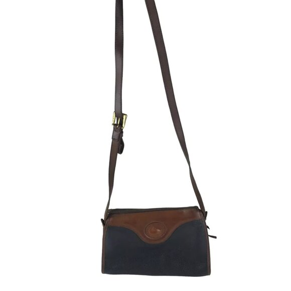 Dooney & Bourke Womens Blue Brown Leather Inner Pockets Crossbody Strap‎ Handbag - Picture 1 of 12